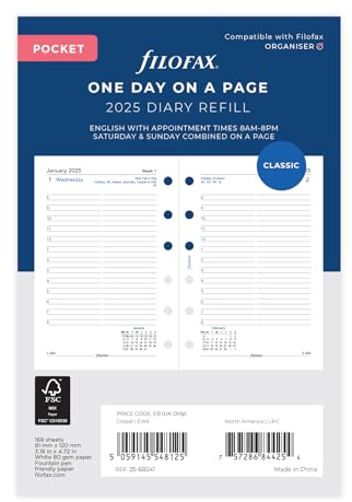Filofax Pocket english DAY PER PAGE DIARY 2025
