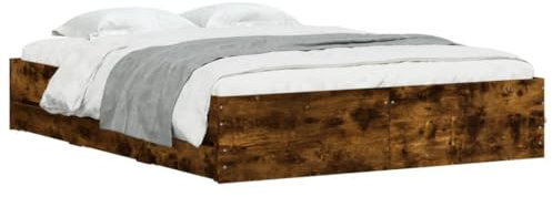 vidaXL Cama con Cajones, Somier de Listones, Armazón Base de Cama, Mueble para Dormitorio, Madera de Ingeniería Roble Ahumado 140x200 cm