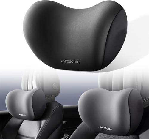 Auto Nackenkissen, Autositz kopfstütze aus Memory-schaumstoff Mit Verstellbaren Trägern, für Autositz Komfortabel Atmungsaktiv Memory Foam Abnehmbarer Abdeckung (Schwarz)