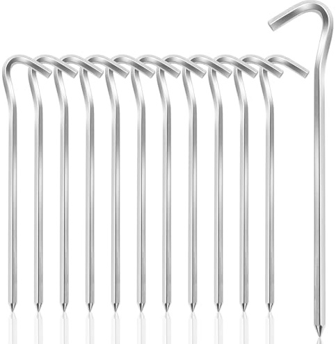 Zeltheringe Stabil 12 Stück, 18 cm Aluminium-Erdnägel für Camping | Leichte Heringe zur Befestigung geeigneter Zelte und Abspannleinen beim Camping, Wandern, Angeln und im Garten.