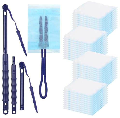 FIHODONE 40 PCS Flash Dust Magnet,Flash Duster with 2 Kind Handle and Extendable Pole,Fluffy Duster Disposable,Fluffy Dusters Refills,Flash Dust Magnet Refill for Cleaning