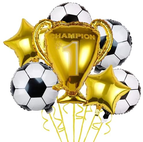 Fussball Luftballon, Trophäe Folienballon, 18 Zoll Fußball Luftballon Set, Kinder Fussball Deko, Fussball Geburtstag Deko, Luftballons Fussball für Spieltag, Geburtstag, Party