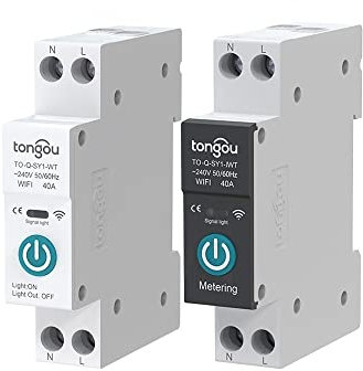 Crepundia Interruptor Diferencial con medidor WiFi disyuntor Inteligente 1P 63A DIN Rail for Smart Home Interruptor de Control Remoto inalámbrico(White No metering,25A)
