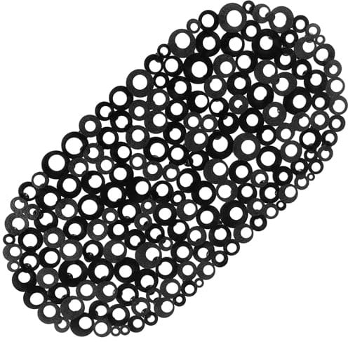 WELTRXE Duschmatte, Antirutschmatte aus Kunststoff für Kinder und Familie Dusche, rutschfeste Badewannenmatte mit Hunderte Saugnäpfen, Oval PVC 69 x 35 cm Schwarz