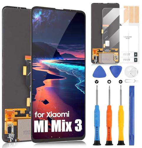 Pantalla OLED LCD para Xiaomi Mi Mix 3 LCD Display para Xiaomi MI MIX 3 5G M1810E5A Reemplazo Pantalla Táctil Digitizer Assembly Glass Screen (Negro sin marco)