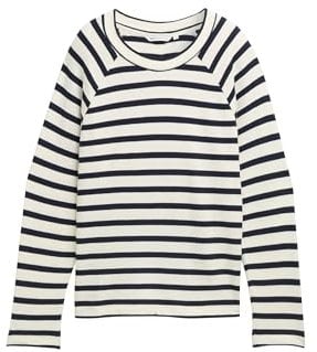 TOM TAILOR Denim Damen 1045422 Longsleeve T-Shirt, 37174-White Navy Stripe, S