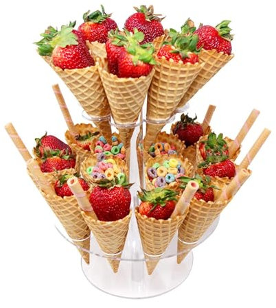 Frozzen Leckerli-Display – Acryl-Eistütenhalter, transparenter Ständer für Waffelkegel, 24 Eiscreme-Ständer, Vitrine für Sushi-Handrollen, langlebiges und wiederverwendbares Präsentationsregal für