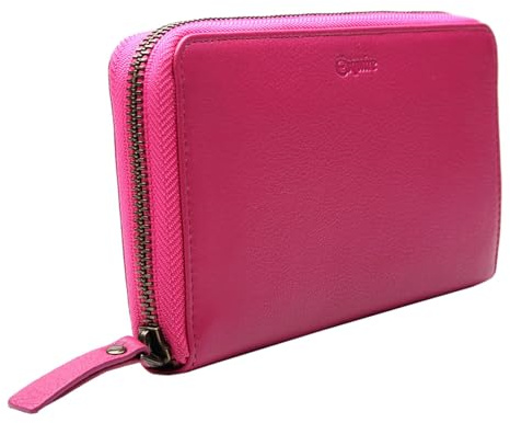 Esquire Leder Geldbörse Peru Zip Around Wallet Pink Purpur