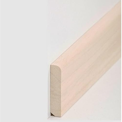 PROVISTON Plinthe en bois massif Abachi - 13 x 58 x 2400 mm - Plinthe en bois massif à coller, visser et clouer - 2,4 m - 1 pièce
