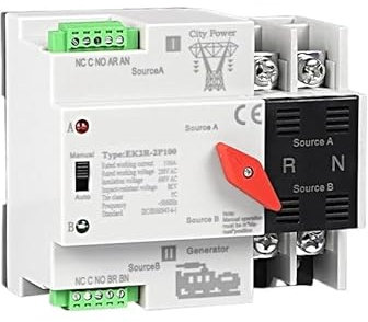 Dual Power Automatic Transfer Switch 220V 2P 4P Din Rail ATS Uninterruptible Power Supply For Solar And Inverter EK2R BIANMTSW(4p,40A)