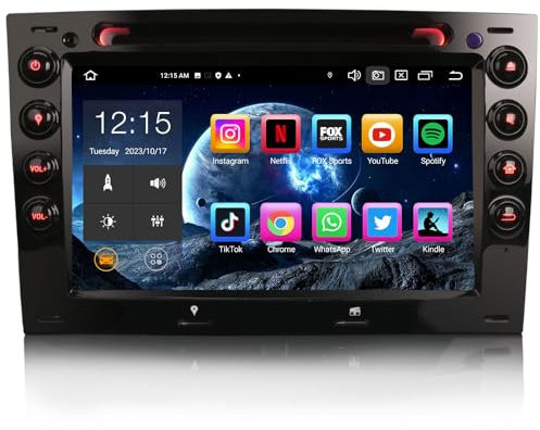Erisin 7 pulgadas 8-núcleo 4GB+64GB Android 14 Radio Coche Bluetooth GPS Navegador para Renault Megane 2 CarPlay inalámbrico Android Auto DSP WiFi DAB+ RDS FM OBD2 DVD CD Player Canbus Pantalla táctil