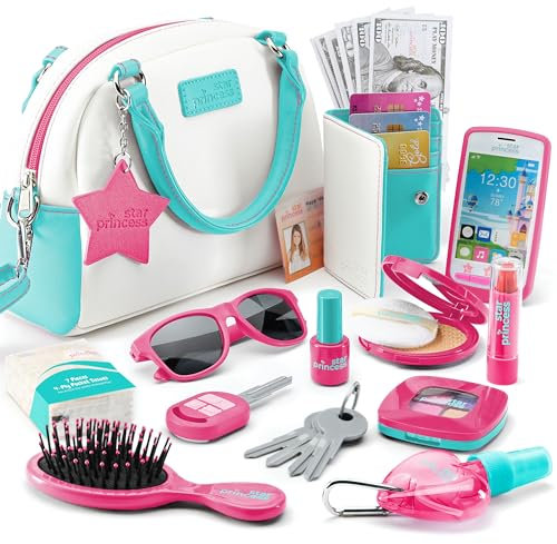 Meine erste Tasche Set mit Handtasche, Telefon, Geldbörse, Rollenspiel Make-up und mehr für Mädchen ab 3 Jahren, Geschenkidee