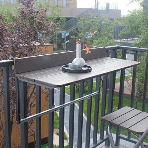 Outdoor Side Tables Outdoor Indoor Folding Hanging Table, Adjustable Balcony Hanging Railing Table,Small Apartment Computer Desk, Bar Lifting Folding Desk, for Patio Garden Deck(80*37cm/31.4*14.56inch
