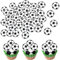 Xsstarmi 48 Pack Edible Soccer Ball Cupcake Toppers Sports Theme Football Cupcake Picks Edible Soccer Cake Decorations for Baby Shower Theme Soccer Ball Kids Birthday Party Decorations