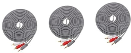 ULTECHNOVO 3pcs Audio Cable Power Cord Aux Stands Turntable Speakers Short Extension Cord Banana Plugs Player Wire USB Charger Lead Record Extension Cable Grey Copper Clad Aluminum
