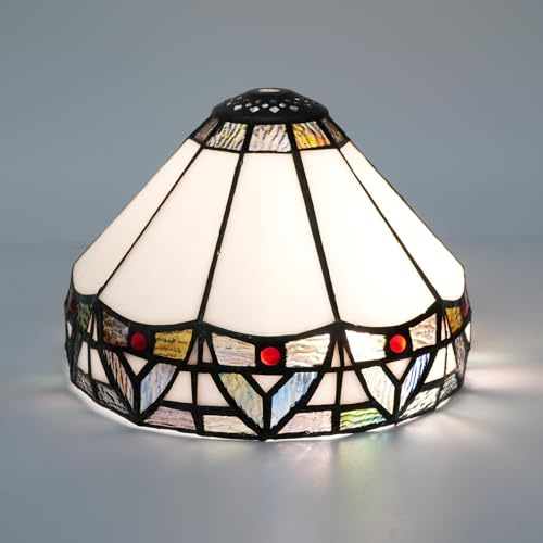 Ersatz-Lampenschirm im Tiffany-Stil, 20,3 cm, römischer Deckenleuchtenschirm aus Buntglas, handgefertigt, kuppelförmiger kleiner Lampenschirm for Nachttischlampen, Pendelleuchten, Kronleuchter