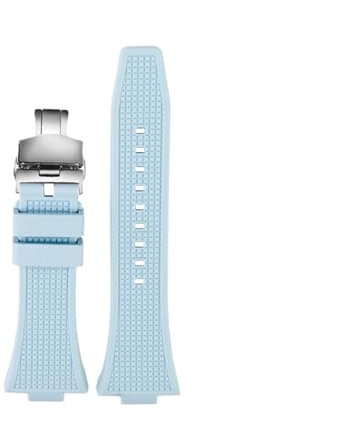 DNDJJM Cinturino in Gomma Compatibile con Tissot PRX Powermatic T137.407/410 Fibbia in Acciaio Inossidabile a sgancio rapido da Uomo in Silicone Cinturino di Ricambio for Orologio da 12 mm(Light Blue