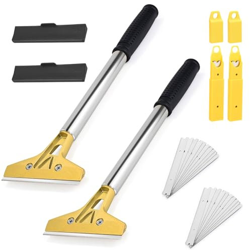 Set di 2 pezzi per la rimozione della carta da parati con 20 lame di ricambio e custodia, 4 raschietti per carta da parati con manico in gomma, raschietto per la rimozione di carta da parati e colla