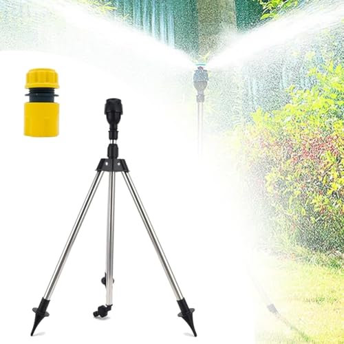 Rotating Tripod Sprinkler for Lawns & Gardens, 360° Adjustable Pulsating Lawn Sprinkler Large Area Lawn Sprinkler, Heavy-Duty Degree Telescopic Sprinkler for Agricultural Irrigation(1 inch connector)