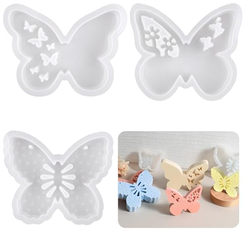 NVGVUP 3 Stück Silikonform Schmetterling, 3D Gießformen DIY | Silikonformen für Kerzen, Gips und Seife, Ideal für Handwerk und Kreative Projekte