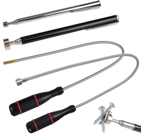4 Piezas MagnéTicas TelescóPicas,Herramienta Recogedor MagnéTico 1.5-5LB | Varilla MagnéTica,Herramientas De Recogida Iman Flexible para Tornillos Tuercas Pernos Recoger para recoger piezas pequeñas