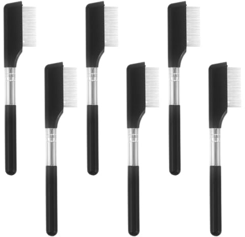 VALICLUD 6 Stück Metall Wimpernkamm mit Feinen Zähnen Langlebig und Wiederverwendbar Präzises Wimpern Brauengrooming für Mascara-clump-entfernung Professionelles Make-up Tool