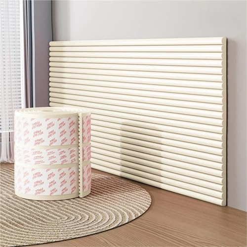 YSPZDQ Elbstklebende Wandschutz Polster, Einfach zu Montieren, Schlagfest mit Schaum Material für Kopfteil, Wohnzimmer und Schlafzimmer Dekor(Off-White,W 40 x L 200 cm)