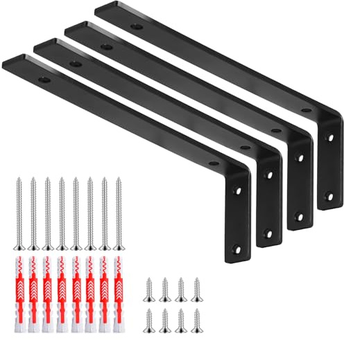 Schwerlastwinkel 250x75 mm, 5 mm starke Regalhalterung aus Metall, 90° Regalträger für Wandmontage mit 50 kg Tragkraft (für Gipskarton, Ziegel, Beton)