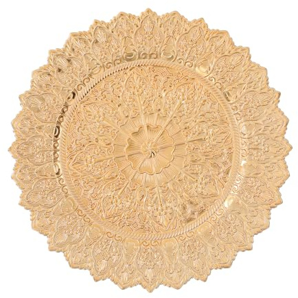 Gdetnysty Antik Vintage Teller Set 50 Stück 33cm PP Hochwertige Tischdekoration Teller mit Sonnenboden Einbuchtung und Glatten Kanten für Hochzeit Party Feiern Bankette Restaurant Events (Gold)