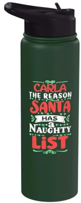 Carla Christmas Santa diciendo el divertido nombre de Carla Stainless Steel Insulated Water Bottle
