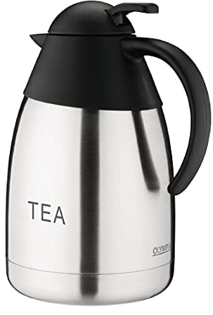 Olympia Isolierte Teekanne 1,5 Liter, Edelstahl, doppelwandige Isolierung, Kanne mit Teebeschriftung, mit Daumenhebel gesteuerte Ausgabe – Frühstücksbüffet, Catering, Restaurants, DL160