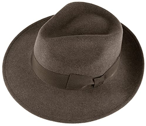 Alpenleder Hut - Modell: Palermo (Handgefertigt) - Nachhaltiges Bio-Filz aus regionaler Landwirtschaft | Fedora Wollhut, Hüte Damen & Herren, Filzhut *Fair Produziert* (Größe M, 57-58cm, Saddle Brown)