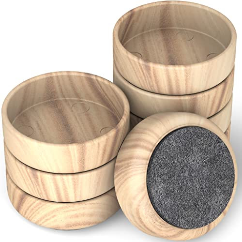 Medipaq Felt Castor Cups – 8x Large 60mm Light Wood Grain – Protects Wooden & Smooth Floors – Chair & Furniture Leg Protectors
