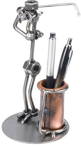 metalman24 Schraubenmännchen Golf STIFTEHALTER - Handarbeit Geschenkidee Metallfigur Metallmännchen Stahlfigur Schraubenmännle - Deko für Büro & Zuhause