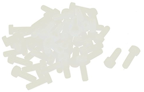 sourcing map M5 x 15mm Full Thread 0.8mm Pitch Nylon Hex Head Cap Screw Bolt 50 Pcs