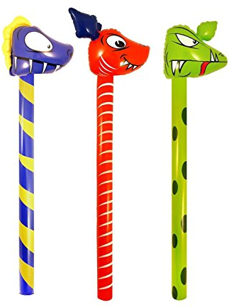 Henbrandt Single Inflatable Dinosaur Stick 118cm Blow Up Dinosaur Party Decorations Dino Decorations Inflatable Toys Pool Party Photo Booth Props Fancy Dress Accessory
