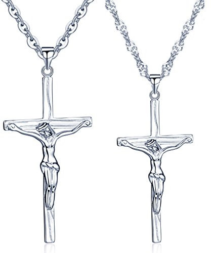 Unendlich U Einzigartig Jesus Kruzifix Kreuzanhänger 925 Sterling Silber Paar Partner Anhänger Silberanhänger