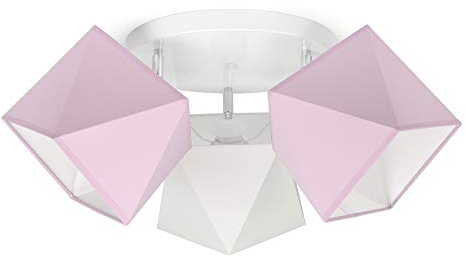 FKL DESIGN Home Deco Deckenleuchte Deckenlampe Kinderleuchte Kinderlampe Leuchte Lampe mehrfarbig Stern Metall 230V 299 300 G3 (299-G3 Glatt, Rosa-Weiß-Rosa)