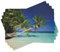 ABAKUHAUS Tropical Place Mats Set of 4, Exotic Maldives Beach, Washable Fabric Placemats for Dining Room Kitchen Table Decor, Fern Green Turquoise