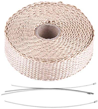 Hitzeschutzband Auspuff, KIMISS 5M Hitzeschutzband Isolationsband Auspuff Wärmeisolierung Auspuffband mit 4 Edelstahl Kabelbindern für Auto für Motorrad(Titan)