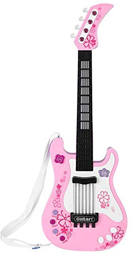 VGEBY1 Jouet Guitare, Jouet Multi-Fonctionnel pour Guitare Basse avec Lumière pour Bébé (Rose)