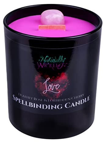 Naturally Wicked Spellbinding Liebeskerze | Liebeszauberkerze Mit Rosenquarz-Kristall | Holzdocht-Zauberkerze Für Mehr Liebe & Leidenschaft