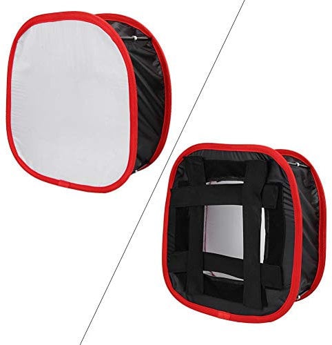 Hopcd Softbox con Panel Luminoso LED, 16 x 16 Fotografía Softbox con luz de vídeo, difusor de luz portátil Plegable con Bolsa de Almacenamiento para Luces de fotografía (Blanco + Negro)