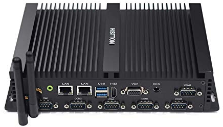 HISTTON Industriel Mini PC Lüfterlos Core i5-4200U, 8GB RAM 128GB SSD, Dual LAN, BT4.0, Mini Desktop PC mit HDMI/VGA Anschluss, 6 RS232 COM, Mini PC Windows 10 Pro/Linux