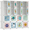 SONGMICS Kleiderschrank, DIY-Aufbewahrungsschrank, für hängende Kleidung, Aufbewahrung, für Kinder, mit 16 Würfeln, 4 Hängestangen, 123 x 41 x 123 cm, weiß LPC905W01