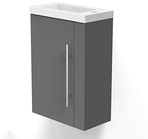 Xinyang Badmöbel Lorenza Anthrazit 45 cm waschbecken mit unterschrank Soft-Close Funktion - Unterschrank Waschtisch Möbel