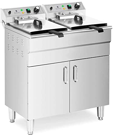 Royal Catering Friggitrice Elettrica Doppia Con Mobiletto Friggitrice RCPKF 26DSH (10.000 W, 2 x 16 l, 60-200 °C)