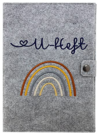 cozy racoon U-Heft- und Impfpasshülle aus Filz| 3- teiliges Set | Hochwertige Hülle für Untersuchungsheft, Impfpass und Versichertenkarte Deines Kindes | Design Regenbogen Natural