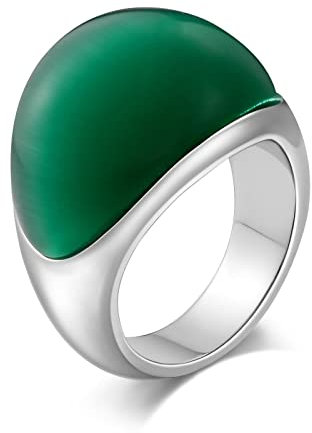 Banemi Nordische Herren Ringe, Edelstahl Herren Ring Vintage Edelstahl Grün Oval Zirkonia Geburtstagsring für Männer Größe 67 (21.3)