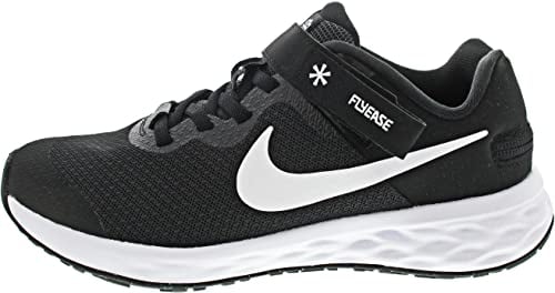 Nike Jungen Revolution 6 Flyease Running Shoes, Black White Dk Smoke Grey, 36.5 EU
